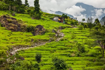 Crédence de cuisine en verre imprimé Manaslu Beautiful landscape of Himalaya mountains on Manaslu circuit
