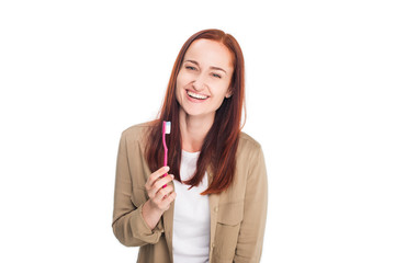 woman with tooth brush