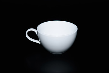 Empty white coffee cup on black color background - 171167450