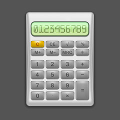 Realistic Electronic Grey Calculator. Vector