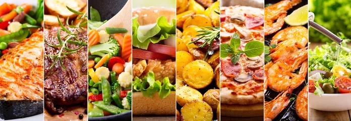Fototapete Essen Collage von Lebensmitteln