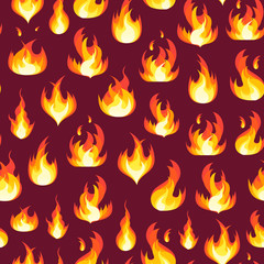 Cartoon Fire Flames Background Pattern. Vector
