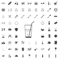 Lemonade black icon on the white background restaurant cafe set Flat vector illustration