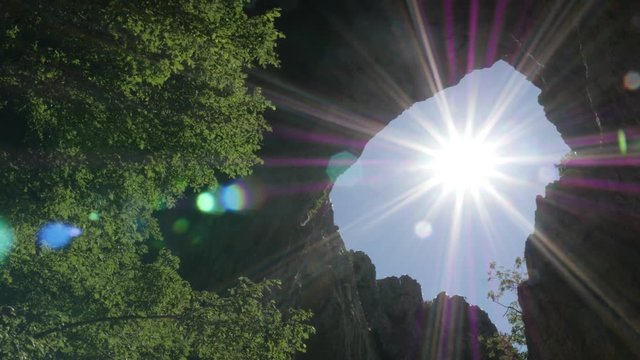 Flares of sun through Vratna gates 
footage - Natural wonder of Eastern Serbia
video 