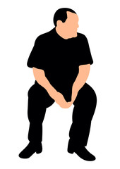 isolated silhouette man sitting