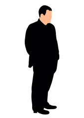 silhouette of man, vector, standing in jacket
