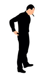 vector, isolated silhouette man with cigarette