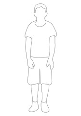 vector, sketches, outlines boy stands