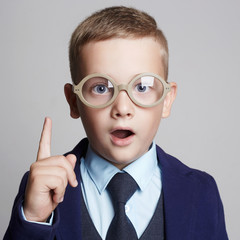 funny child in glasses.genius Kids