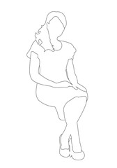 vector, sketches, contours girl sitting