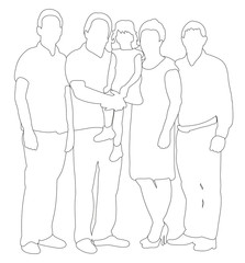 sketches, contours people family
