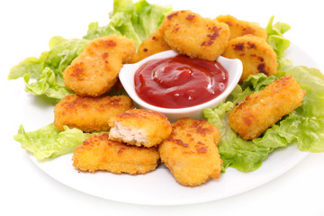 fried nugget with ketchup