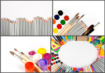 Naklejka premium Set of the artist supplies.