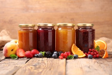 Fototapeta na wymiar assorted fruit jam