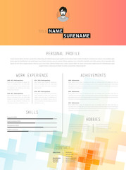 Creative cv template with plus signs.
