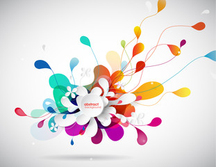 Abstract colored flower background with circles and brush strokes.
