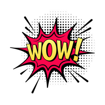 WOW speech bubble. Vector cartoon comic explosion with text WOW speech bubble. Vector cartoon comic explosion with text