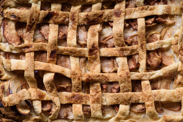 Apple pie texture, dessert pastry. Bakery background.