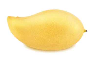 Yellow mango isolated on a white. Detailed retouch.