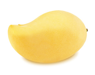 Yellow mango isolated on a white. Detailed retouch.