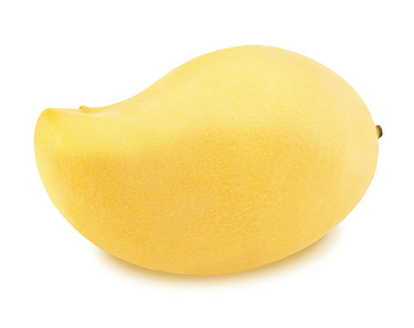 recommend clip art: Yellow mango isolated on a white. Detailed retouch.