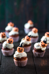 Cupcakes with orange pumpkins