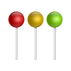 set Colorful round lollipops isolated on a white background. Vector illustration.