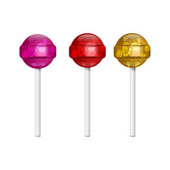 set Colorful  sweet lollipops isolated on a white background. Vector illustration.