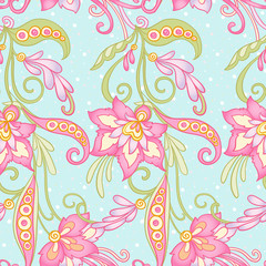 Floral seamless pattern, background with vintage style flowers 