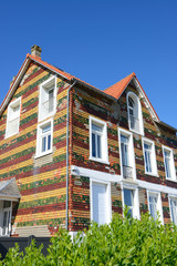 Traditional and colorful wooden house in Wimereux