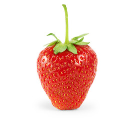 Strawberries with leaves. Isolated on a white background.