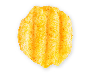 Wavy potato chips on a white background