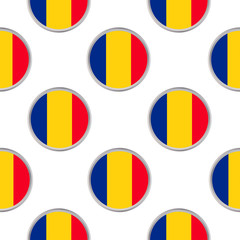Seamless pattern from the circles  with Romania flag.