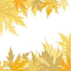 Colored leaves. Autumnal vector background. Frame. Border. Plant illustration.