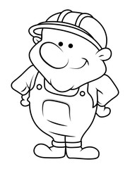 Cute Happy Cartoon Engineer Vector Drawing