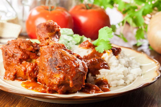 Chicken drumstick curry with rice