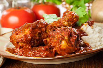 Chicken drumstick curry with rice