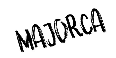 Majorca rubber stamp. Grunge design with dust scratches. Effects can be easily removed for a clean, crisp look. Color is easily changed.