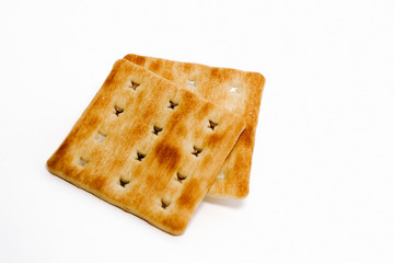 cream cracker biscuits over the white background