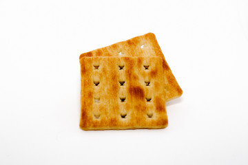 cream cracker biscuits over the white background