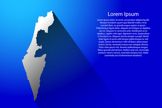 Abstract map of Israel with long shadow on blue background of vector illustration