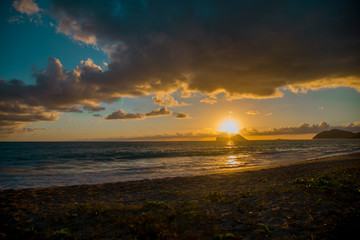 The sunrise and an island