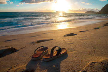 Flip flops on the beach