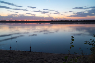 a beautiful sunset on the lake