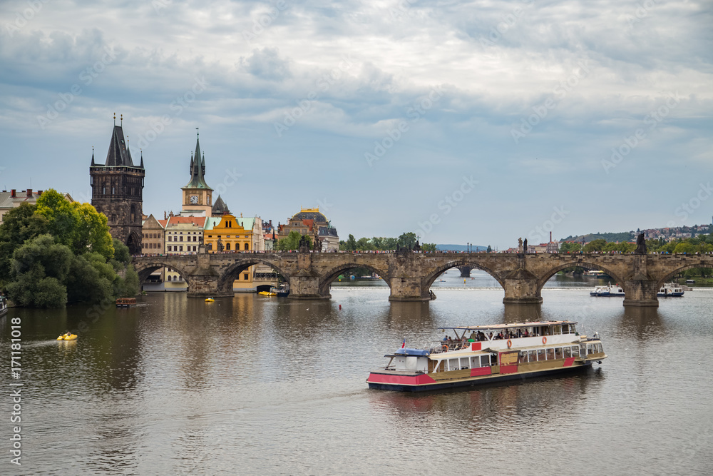 Wall mural Vltava river in Prague, Czech Republic at the daytime