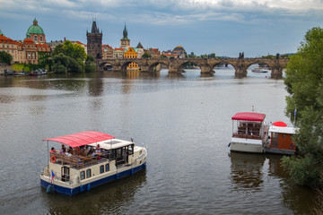 Fototapeta premium Vltava river in Prague, Czech Republic at the daytime