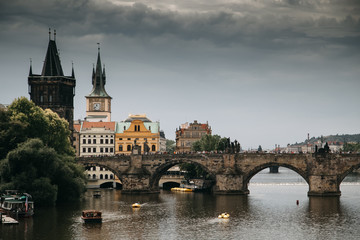 Fototapeta na wymiar Vltava river in Prague, Czech Republic at the daytime