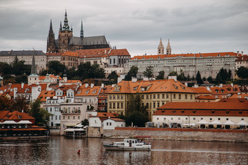 Fototapeta na wymiar Vltava river in Prague, Czech Republic at the daytime