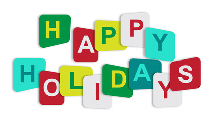 
HAPPY HOLIDAYS overlapping vector letters (Christmas colours). happy hollidays vector illustration (rounded corner).