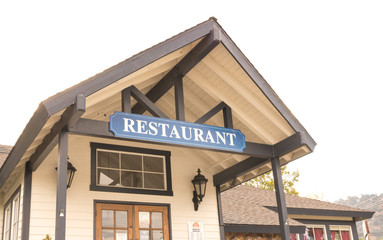 Naklejka premium Front of rustic style restaurant, restaurant sign